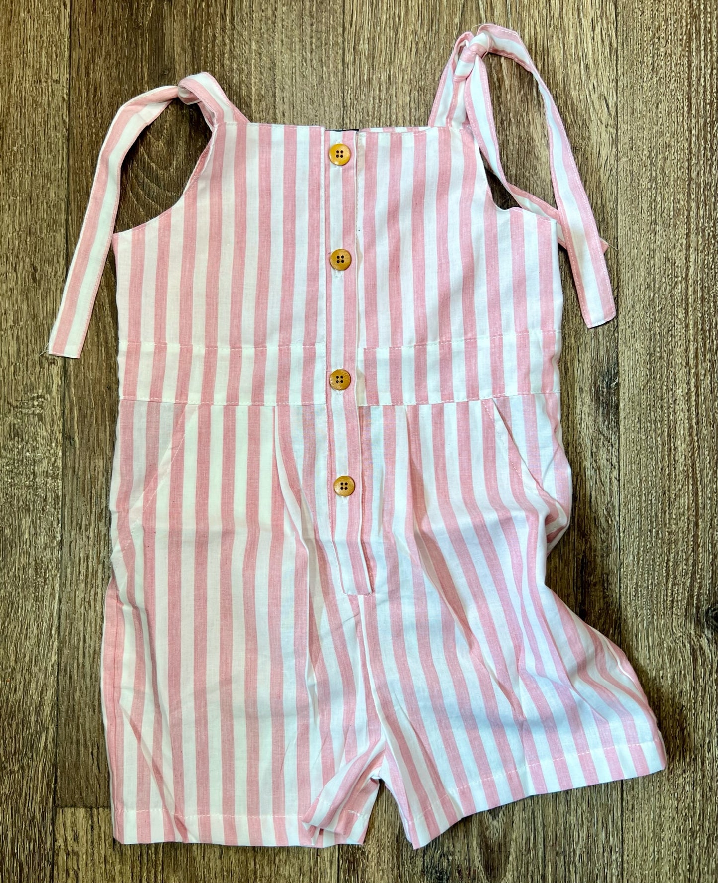 Pink & White Stripe Short Romper