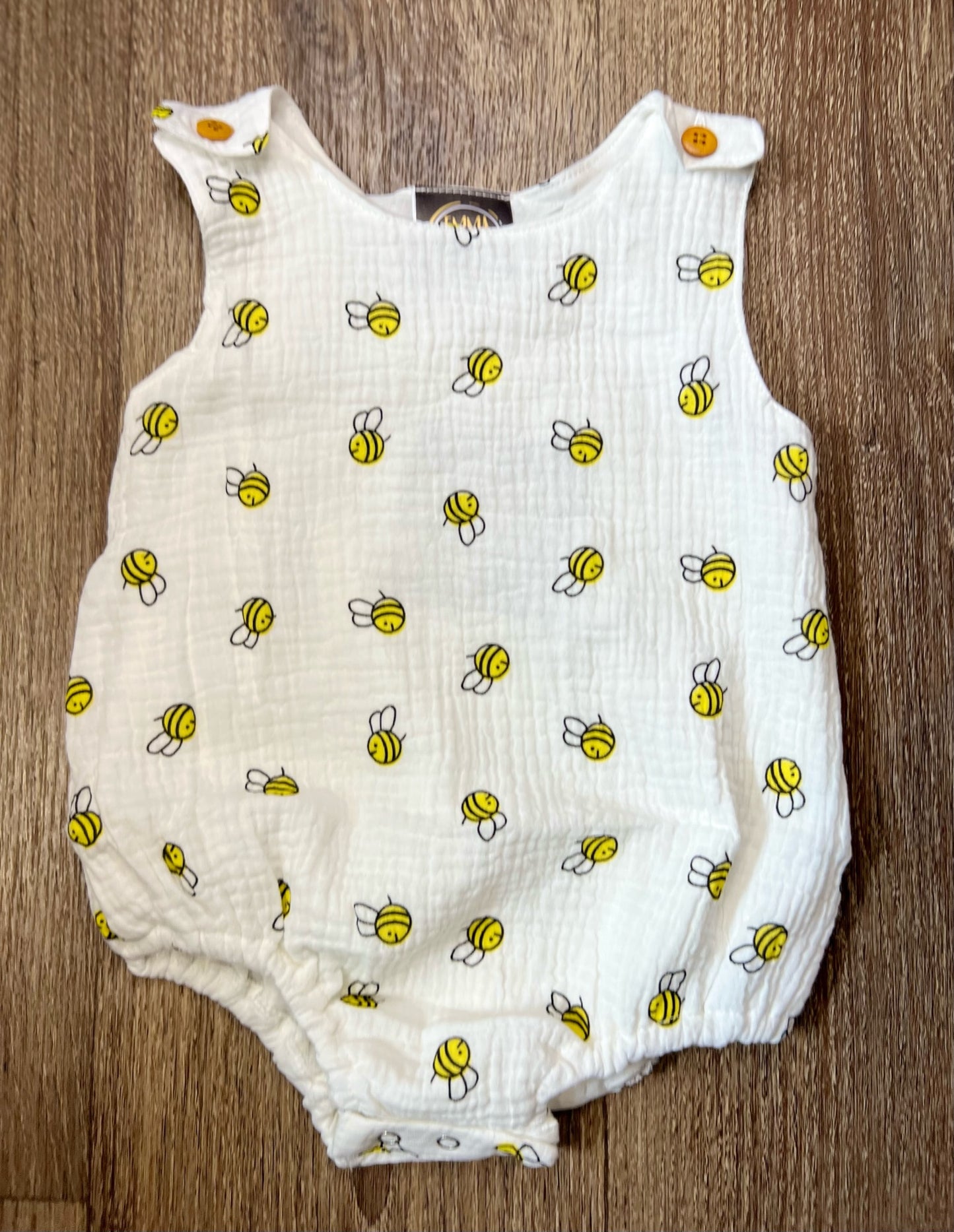 Linen Bumble Bee Romper