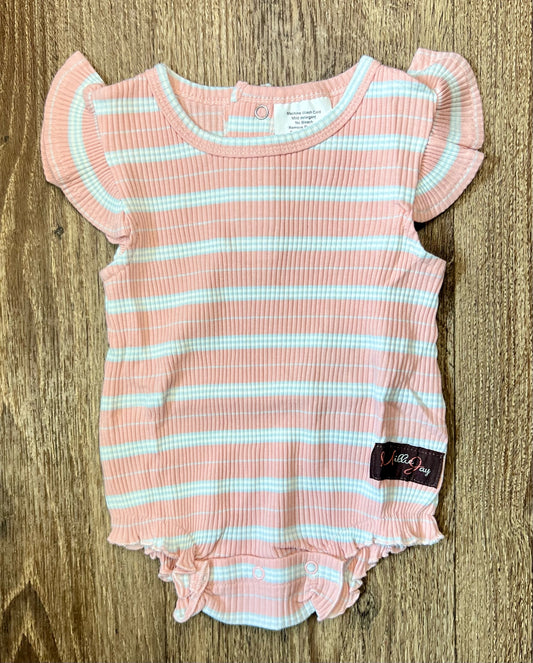 Pink, Blue & White Stripe Romper